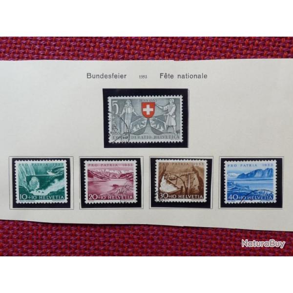 Lot 55 Timbres Suisse Fte Nationale 1953  1963 Oblitrs