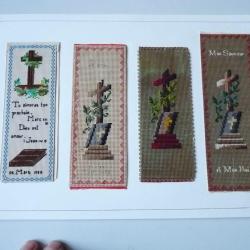 Quatre signets brodés Marques page Religion broderie couture