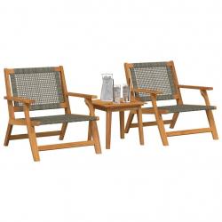 Chaises de Jardin avec Table - 3 pièces en Bois d'Acacia Massif Gris
