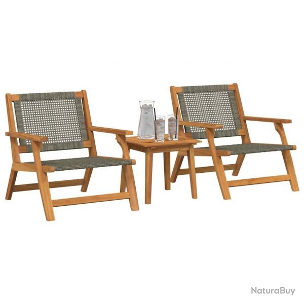 Chaises de Jardin avec Table - 3 pices en Bois d'Acacia Massif Gris