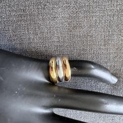 Petite et large bague 3 ors 18 carats - taille 49