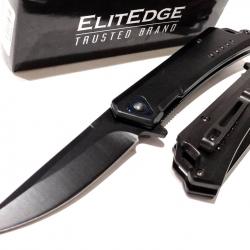 Couteau ElitEdge Semi-Automatique Lame Drop Point Acier 3Cr13 Blk Manche Acier Inoxydable BLK Clip