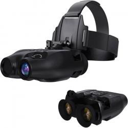 Lunettes Vision Nocturne Infrarouge N4 HD 1080P avec Support Tête Zoom 5x,300m Portée Mains Libres