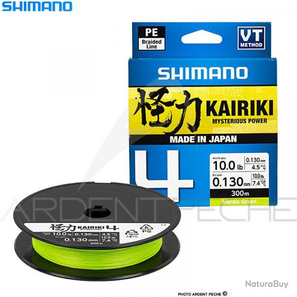 Tresse SHIMANO Kairiki 4 Mantis green 300m  0.10mm