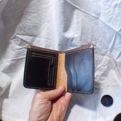 Portefeuille cuir tanné végétal intérieur agneau pécari