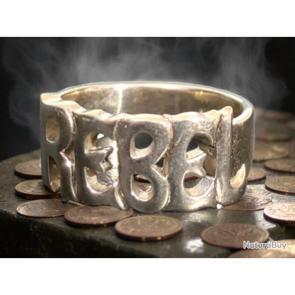 Bague chevaliere " rebel " en laiton T63- harley biker davidson sudiste rebellion rock metal indian