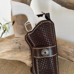 Holster en cuir pour revolvers de type Colt SAA 1873 ou réplique. Droitier N°02