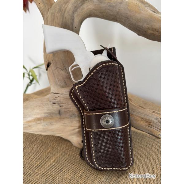 Holster en cuir pour revolvers de type Colt SAA 1873 ou rplique. Droitier N02