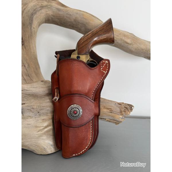 Holster en cuir pour revolvers de type Colt SAA 1873 ou rplique. Gaucher N20