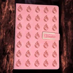 Carnet Calepin A5 en Cuir PU Coeurs Vendéens - Chouans Sacré-Coeur Religion Général Charette rose