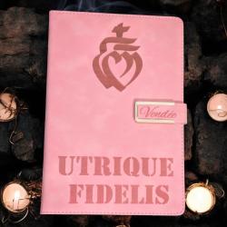 Carnet Calepin A5 en Cuir PU Coeurs Vendeens - Chouans Sacre-Coeur Charette utrique fidelis rose