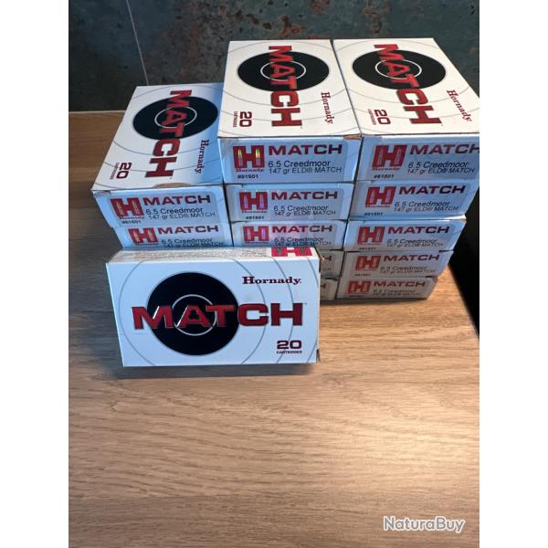 MUNITION HORNADY ELD MATCH 147gr 6.5 creedmoor