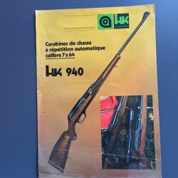 Document publicitaire carabine HK 940 Heckler & Koch