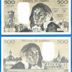 France 500 Francs 1984 Grand Billet Pascal Franc