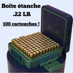 Boîte à munitions .22LR étanche - 100 cartouches - Étiquette personnalisable offerte