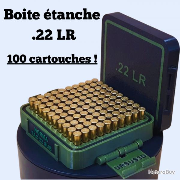 Bote  munitions .22LR tanche - 100 cartouches - tiquette personnalisable offerte