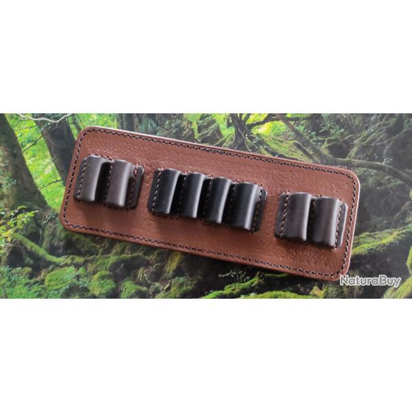 Cartouchière de ceinture en cuir pour 8 munitions, FABRICATION ARTISANALE