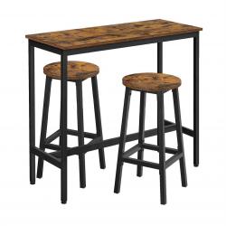 Ensemble de table et tabourets hauts table de cuisine avec 2 chaises de bar 100 x 40 x 90 cm pour s