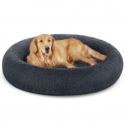 Panier pour chien lit ronde en forme de beignet canapé coussin central amovible et lavable tissu pe