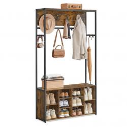 Porte-manteau meuble d'entrée avec étagères à chaussures 32 x 100 x 180 cm étagères réglables compa