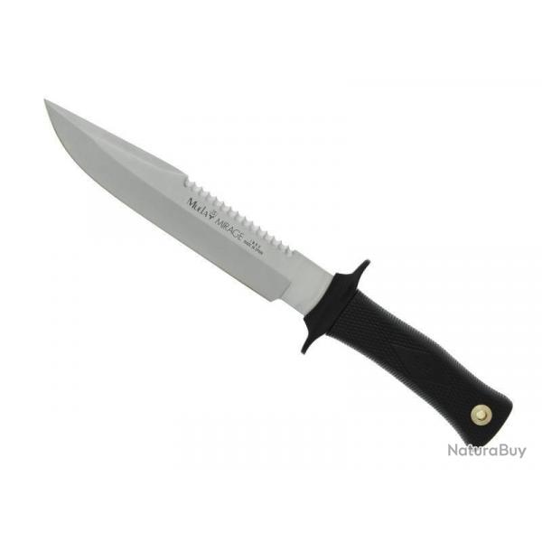 Poignard Muela MIRAGE lame a dos de scie 20cm acier manche gomme noire + etui