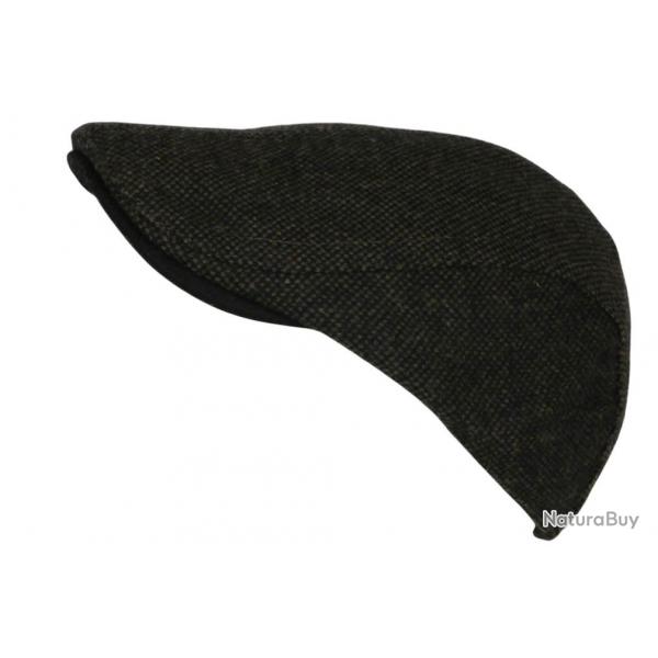 Bret Casquette Plate Noire en Laine Mode Anglaise Tweed Ajustable Cresty Taille unique Noir