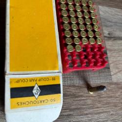 Boite munitions incomplète calibre 22 LR anciennes / Cartoucherie Française