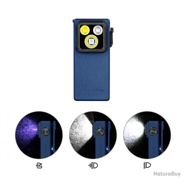 Olight Oclip Ultra | Mini lampe à clip avec faisceau large, concentré et UV Navy Blue