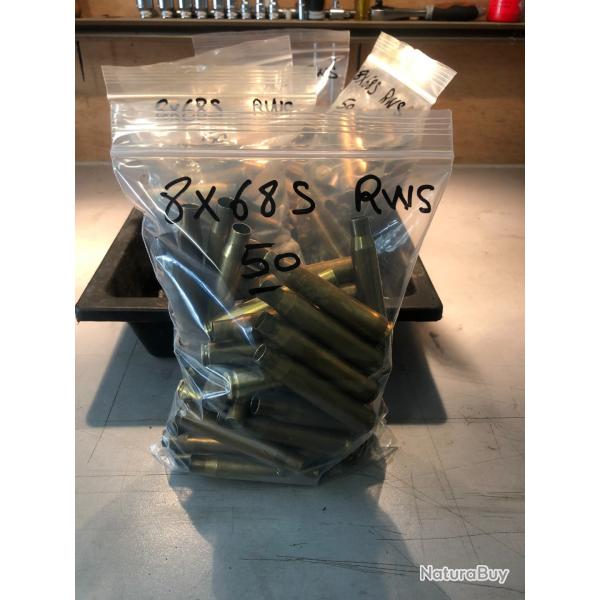 Douilles RWS 8x68S occasion lot de 50 étuis