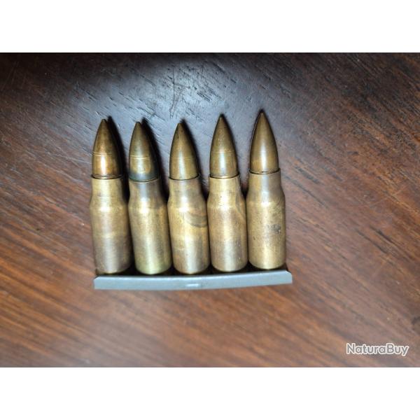 7,62 courte sur lame, 5 munitions FN des anne 1980 neutralis