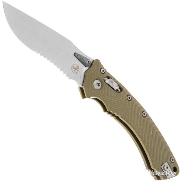 Amphibian RAM-LOK S/E G10 OD Green Fluted Stonewash Partial Serrated - Microtech