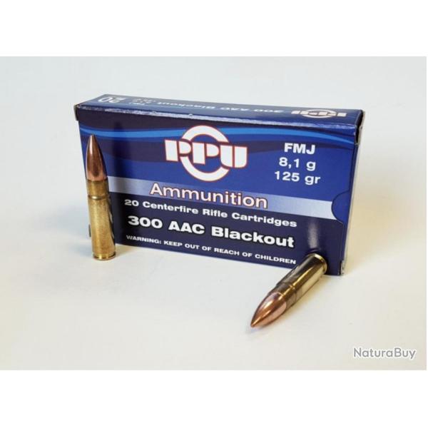 300 Blackout AAC 125-Grs FMJ par 20 - Partizan