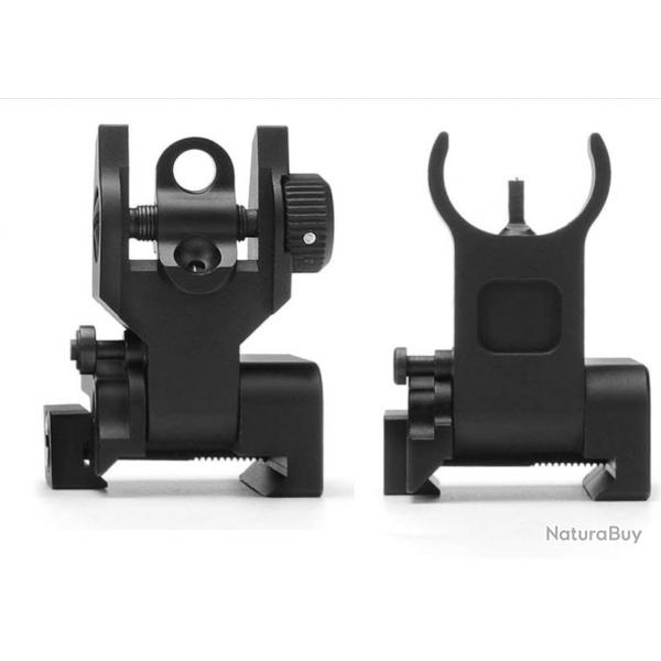 Flip up Avant arrire Ensemble de Vue en Fer Double Demi-Lune Forme BUIS viseurs pour Montage 20mm