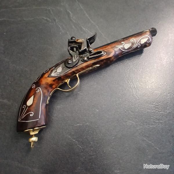 Pistolet a silex dcoratif avec incrustation de nacre