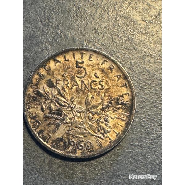 Pice de 5 Francs Semeuse en Argent - 1960