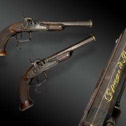 PAIRE DE PISTOLETS D'OFFICIER par LEPAGE A PARIS France, Premier Empire.