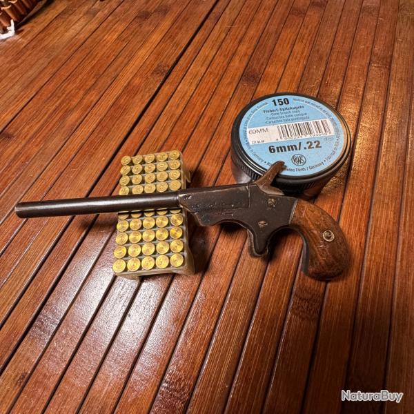 PETIT PISTOLET DERRINGER ELG CALIBRE 22 Short OU 6 mm CANON PIVOTANT