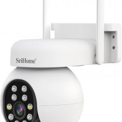 Caméra de Surveillance 5MP HD PTZ, Détection d'humains, Suivi de Mouvement, Alarme sonore et Lumineu