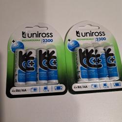 8 piles rechargeables uniross LR6 AA toutes neuves