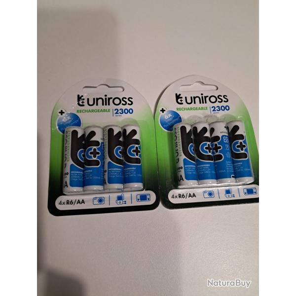 8 piles rechargeables uniross LR6 AA toutes neuves