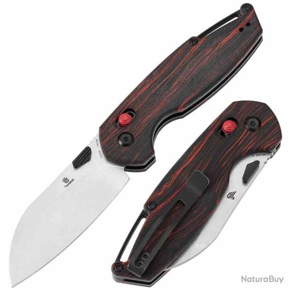 Couteau Tenable Model 6 Sheepfoot Lame Acier 14C28N Plaquettes G-mascus Rouge Noir KT1022V8