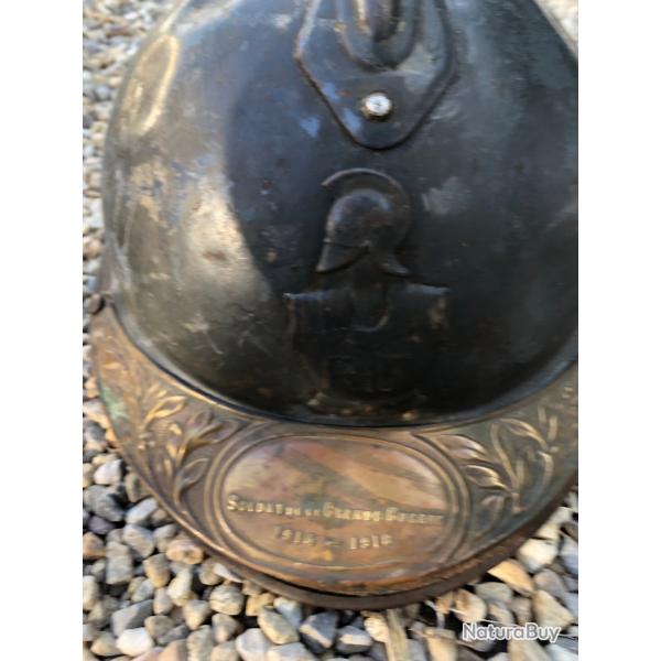 CASQUE DU GENIE WW1 FRANCE SOUVENIR DE POILU NOMINATIF