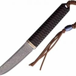 Couteau CRITICAL STRIKE Tanto Lame Acier Damas VG10 Manche Bois Etui Cuir CRSZHD0401B