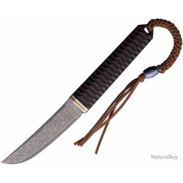Couteau CRITICAL STRIKE Tanto Lame Acier Damas VG10 Manche Bois Etui Cuir CRSZHD0401B