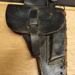 Ancien étui holster militaire en cuir noir pour PA MAC 50