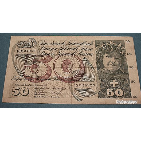 Suisse billet de 50 francs du 21 12 1961 TB+