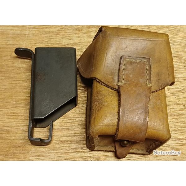 Ancienne cartouchire militaire en cuir MAUSER yougoslave + chargette MAT49