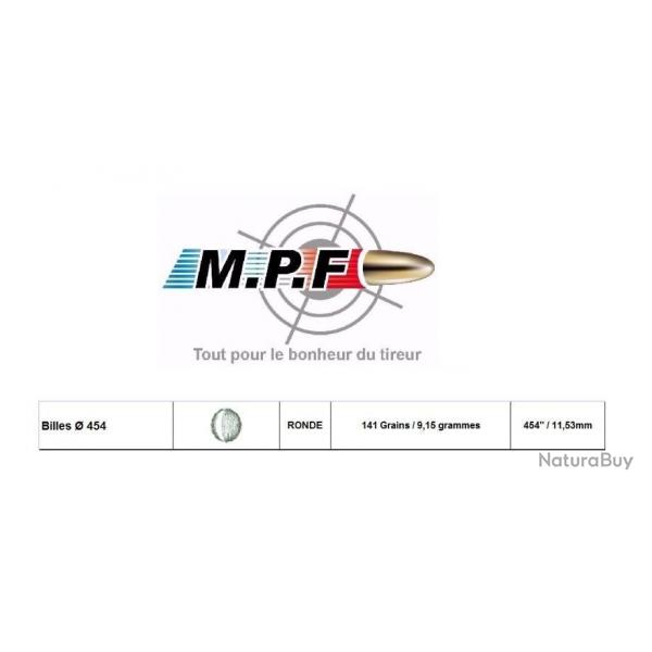 Balles Rondes MPF pour la poudre noire Cal 44  454" /250