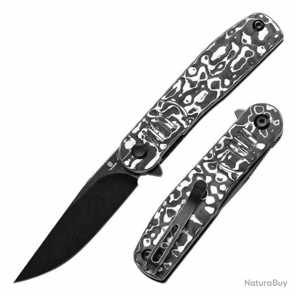 Couteau Tenable Einar Lame Acier Nitro-V Manche Fibre de Carbone Noir & Blanc Liner Lock T2072A4