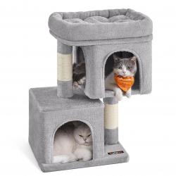 Arbre à chat tour de jeux 67 cm maison pour chatons jusqu'à 3 kg grande plate-forme 2 niches griffo